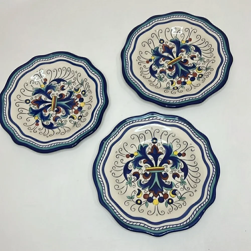 Pier One Imports Salad plates San Marino Handcrafted Earthenware 8 1/2 In Set 3